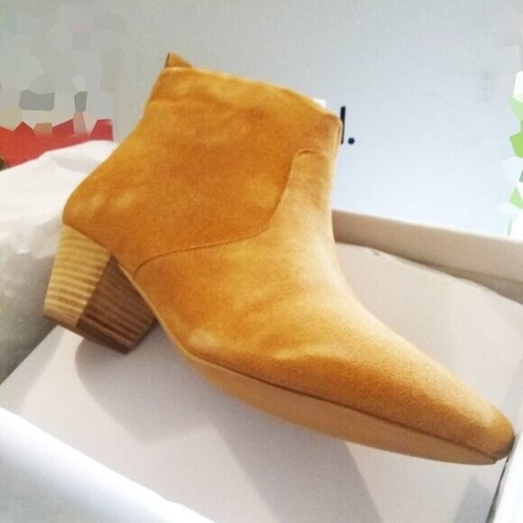 Find ~ Tan Caramel Ankle Boots Size 9.5 ~ NIB MSRP $60 ~ Boho Zippered Booties - Picture 5 of 8